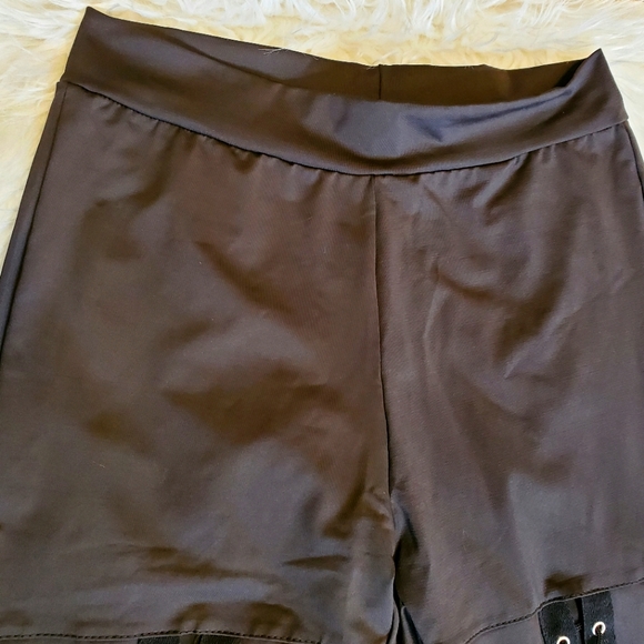 NEW Silky Smooth Lace Tie up Black Sexy Leggings Stretchy Large Seamless Band - Picture 3 of 10